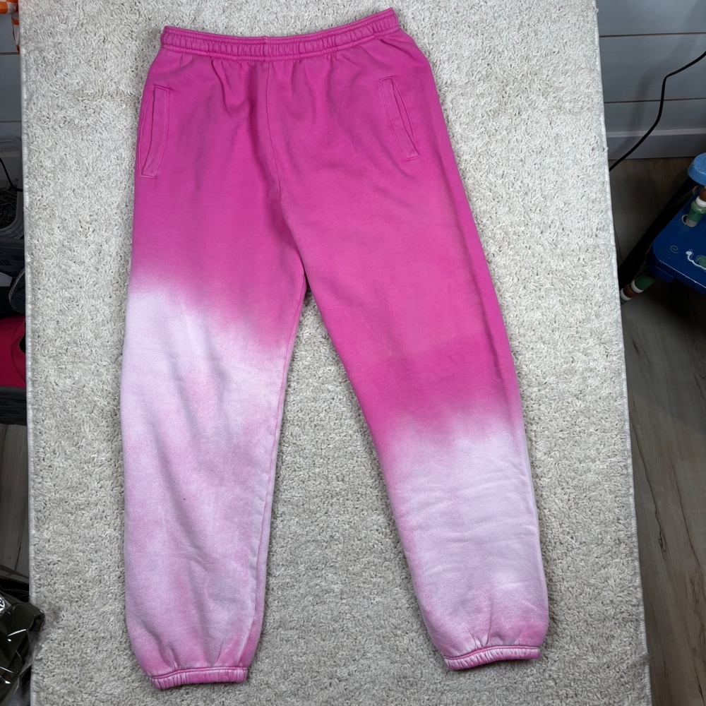 SUNDRY Pink Dip Dye Sweatpants Joggers Drawstring Waist Size XL‎ Made in USA